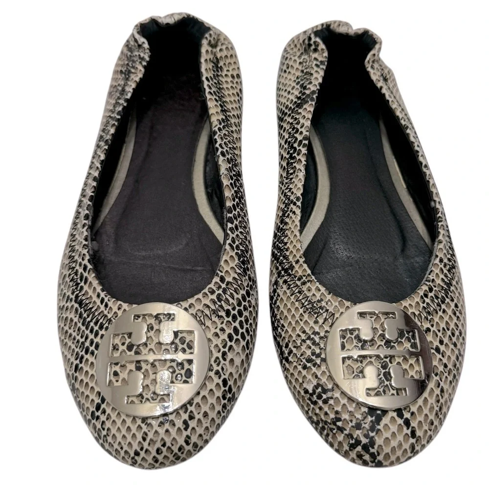 Tory Burch Python Snakeskin Reva Ballet Flats Shoe‎ Sz 9
